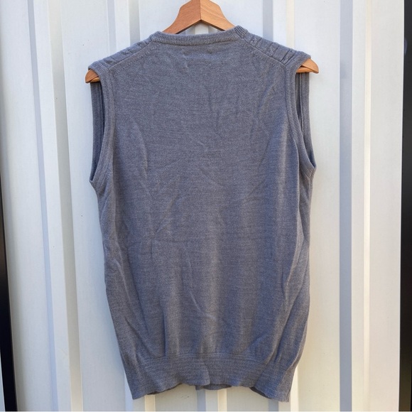 Christian Dior Vest Cable Knit Gray Blue Orlon Acrylic Sweater Mens Medium M - Picture 2 of 8